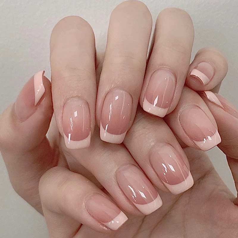 Nail Art Red Cherry - 24pcs White French Square Red Cherry