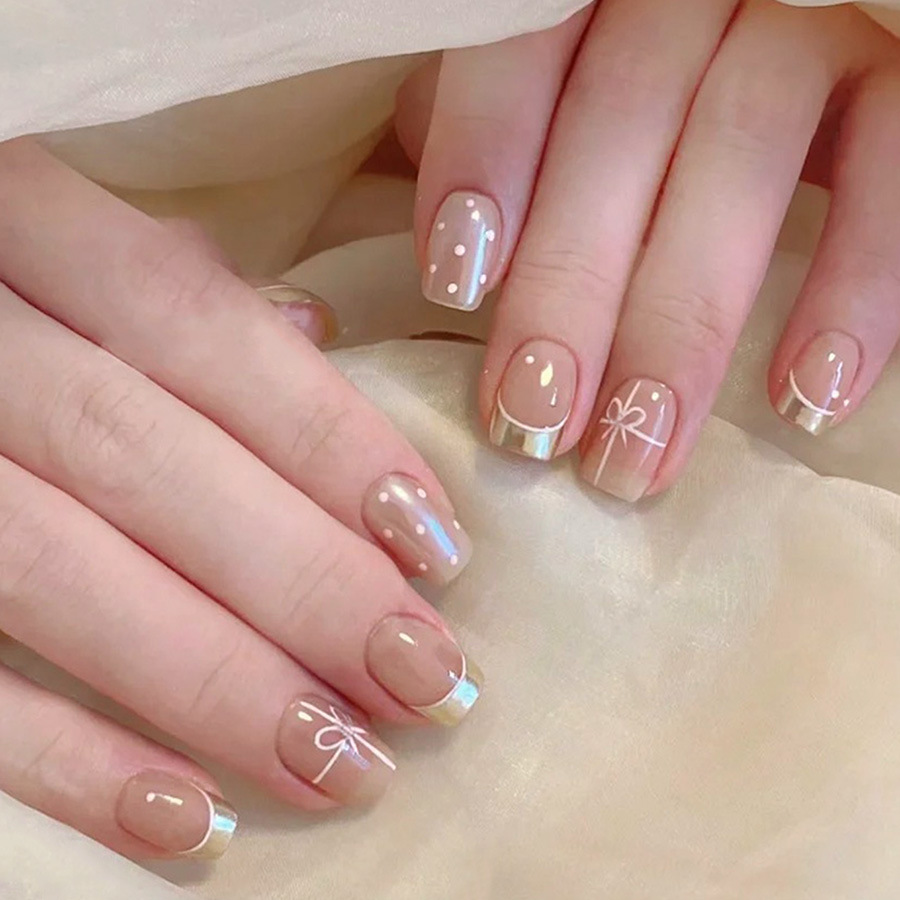 Nail Art Red Cherry - Short Square fake nails for women