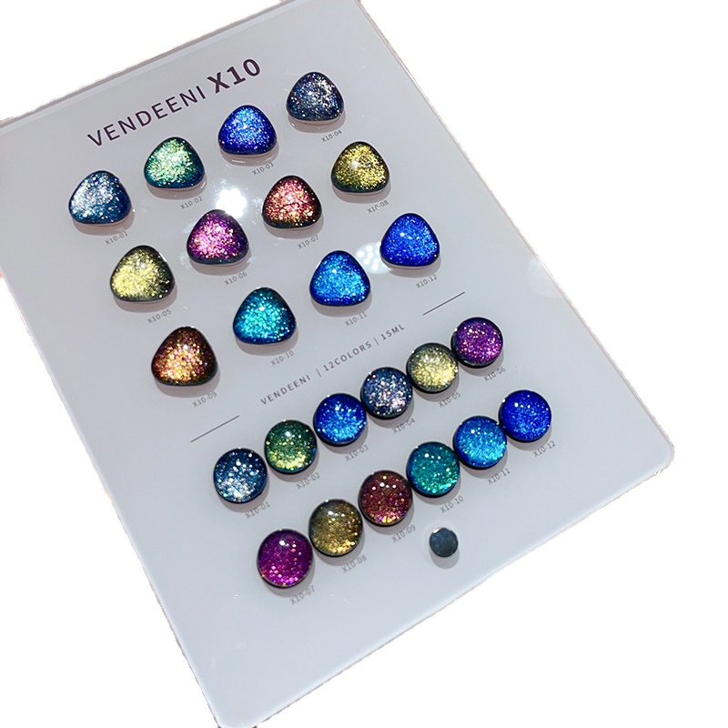 Nail Art Eye Cat - VENDEENI 18 Colors 12 Color Glitter
