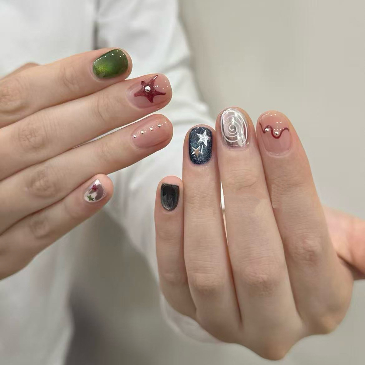 10PCS Glitter Cat Eye Short Sq - đánh giá và giá Nail Art Eye Cat