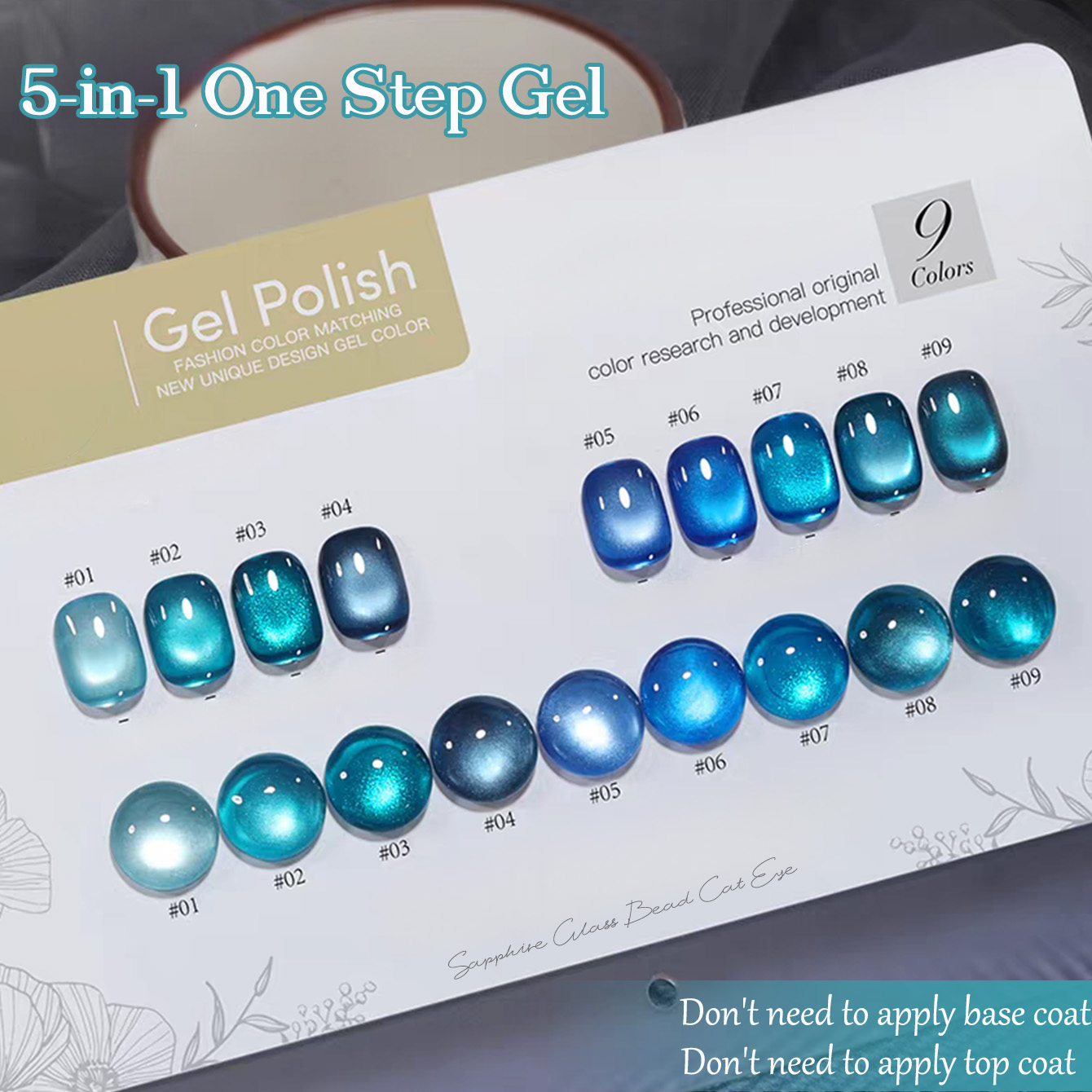 1pcs SHAKA Sapphire Glass Bead - đánh giá và giá Nail Art Ice Blue