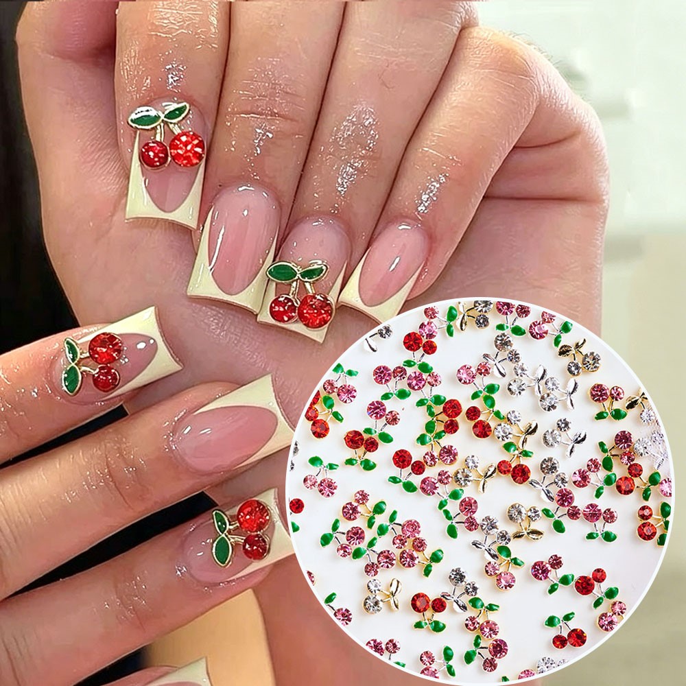 40pcs 3D Shiny Pink & Red Cher - đánh giá và giá Nail Art Red Cherry