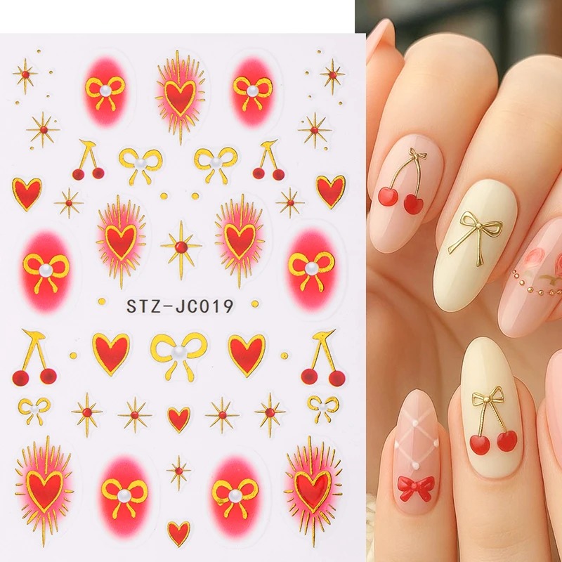 Y2K Bronzing Heart Blusher Sti - đánh giá và giá Nail Art Red Cherry