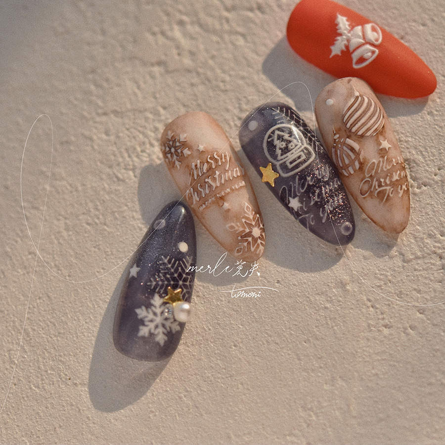 5D Relief Pure White Merry Chr - đánh giá và giá Nail Art Xmas Tree