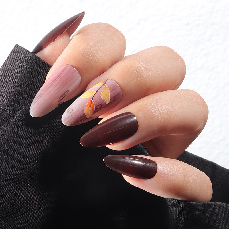 24Pcs French Almond False Nail - đánh giá và giá Nail Art Red Cherry