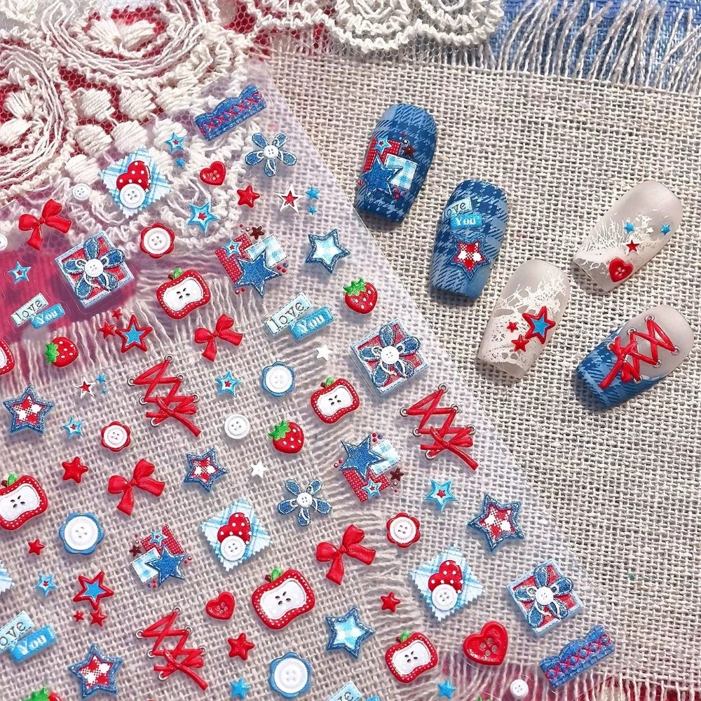 Sweet Cool Patchwork Flower St - đánh giá và giá Nail Art Denim