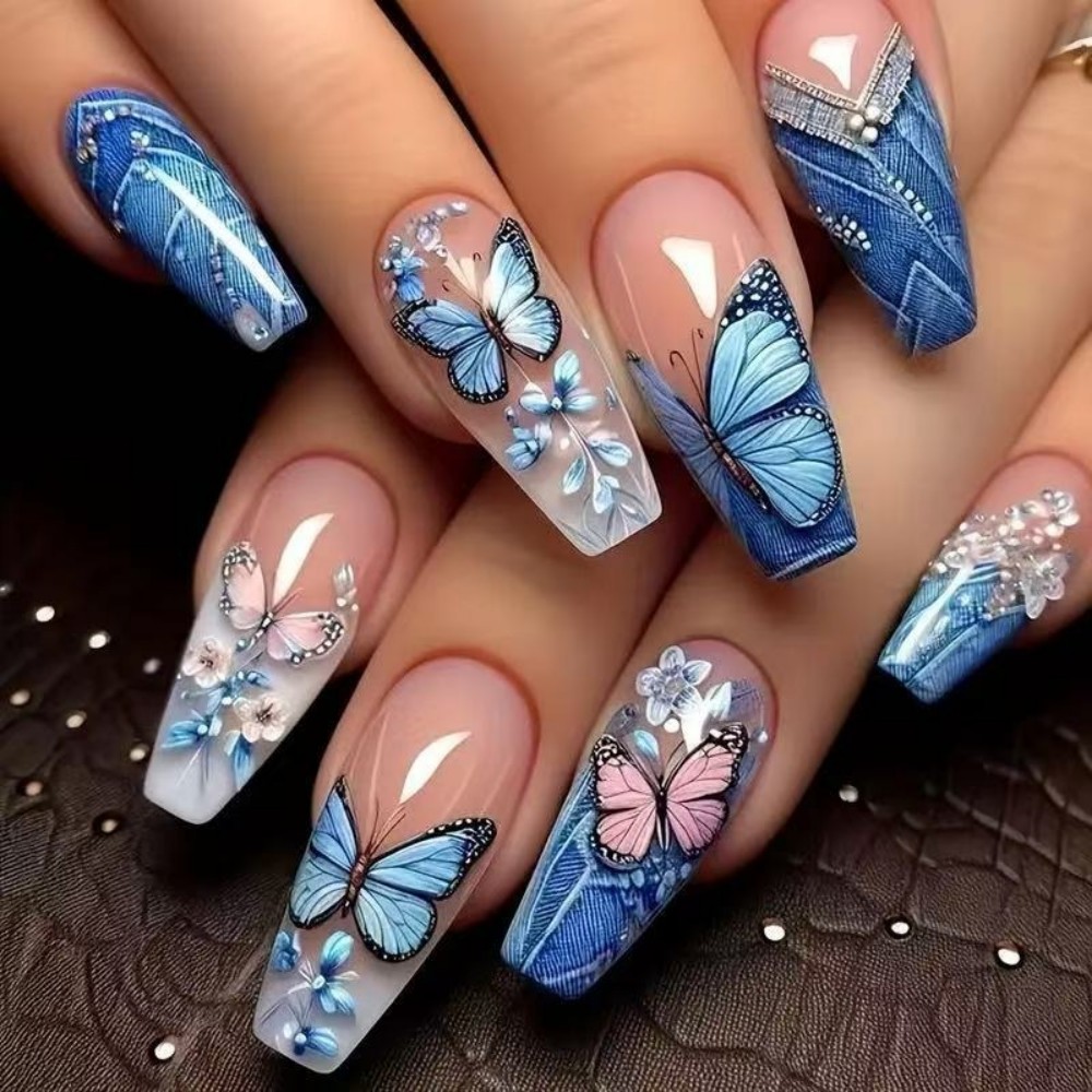 24pcs Spring Butterfly Press O - đánh giá và giá Nail Art Denim