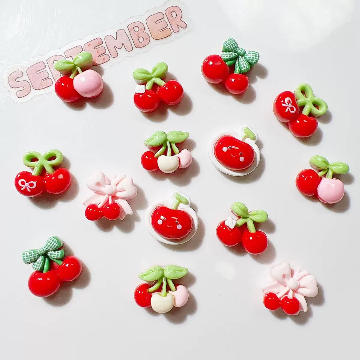 20Pcs Cute Mini cartoon with v - đánh giá và giá Nail Art Red Cherry