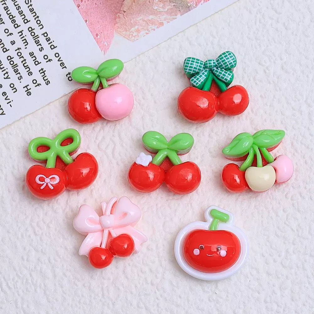 20Pcs Cute Mini cartoon with v - đánh giá và giá Nail Art Red Cherry