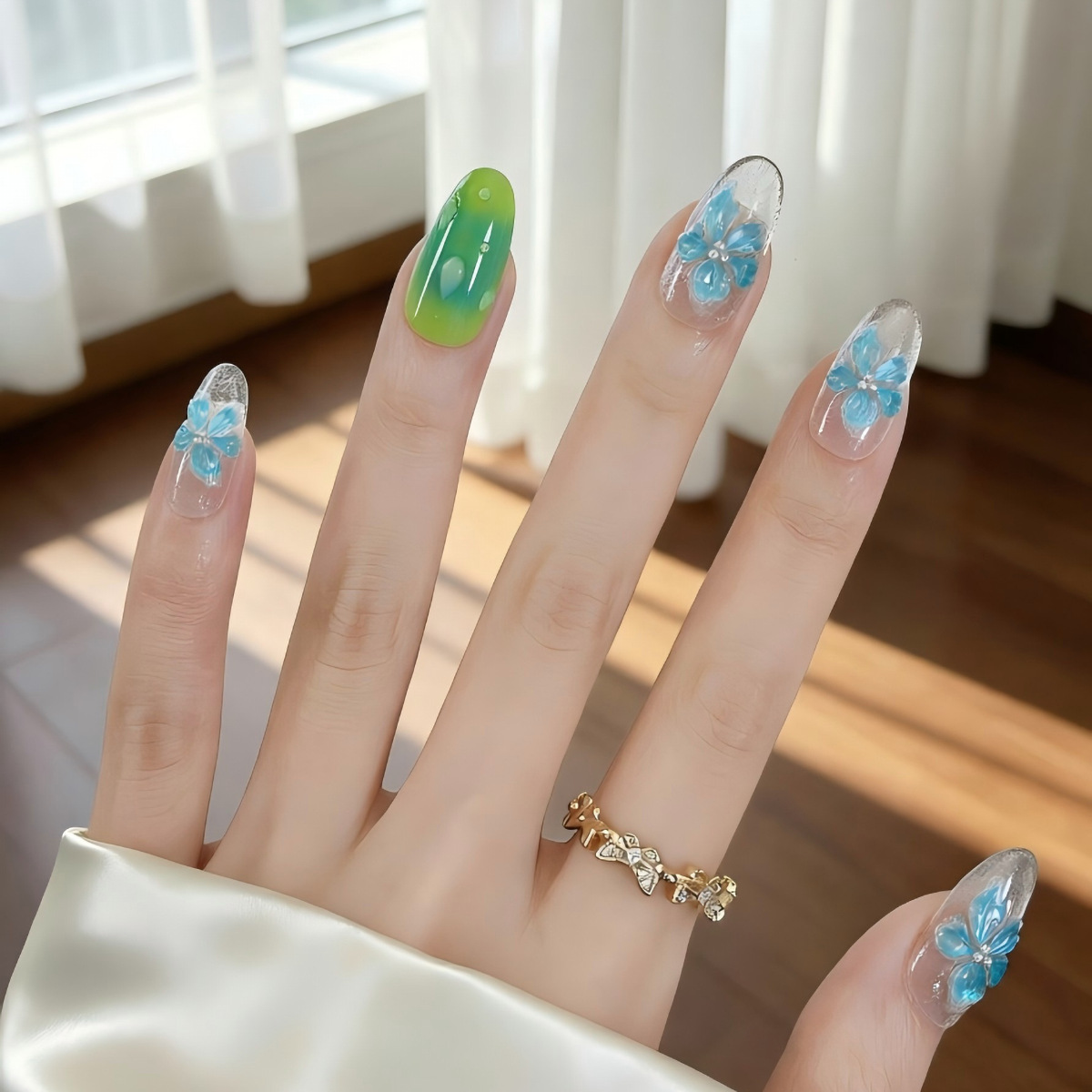 Ice-transparent feel green blu - đánh giá và giá Nail Art Ice Blue