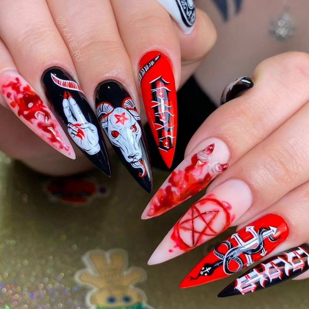 24PCS Halloween Long Stiletto  - đánh giá và giá Nail Art Vampire