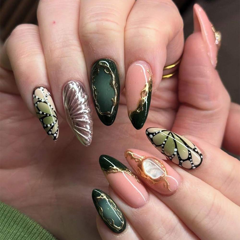 24pcs Green Cat Eye Fake Nails - đánh giá và giá Nail Art Eye Cat