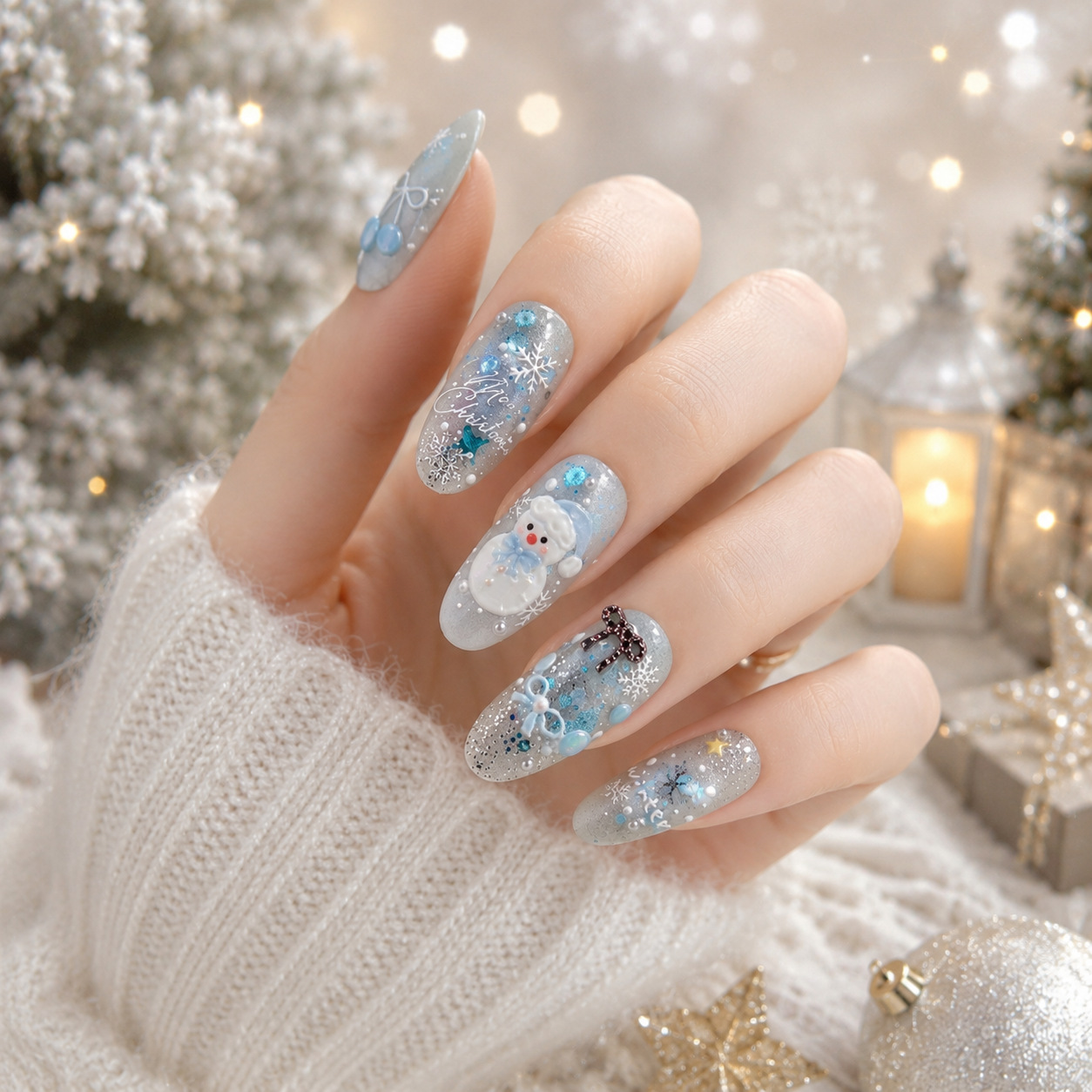 Christmas Nail Sticker Winter  - đánh giá và giá Nail Art Ice Blue