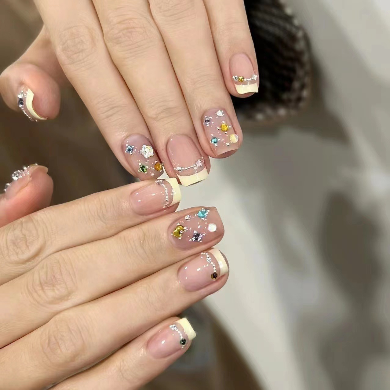 10Pcs Short Square French Hand - đánh giá và giá Nail Art Eye Cat