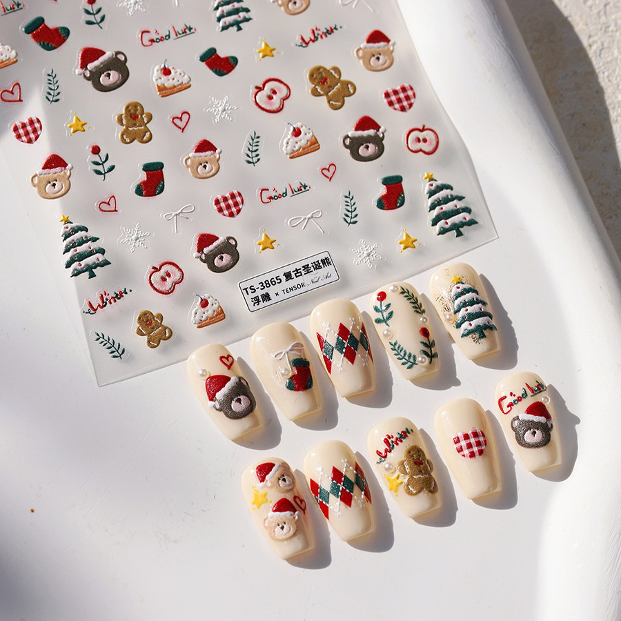 Cute Christmas Bear & Gingerbr - đánh giá và giá Nail Art Xmas Tree
