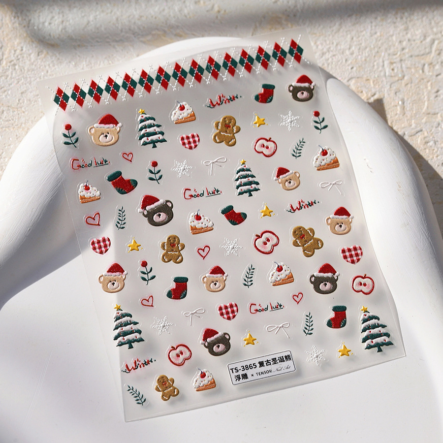 Cute Christmas Bear & Gingerbr - đánh giá và giá Nail Art Xmas Tree