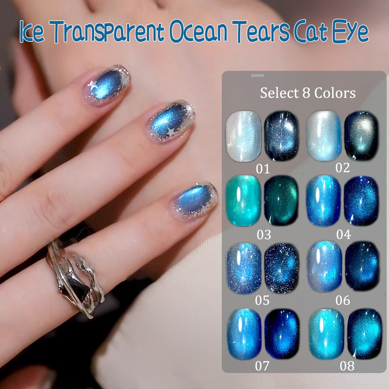 SHAKA 1-8pcs Summer Popular Ic - đánh giá và giá Nail Art Ice Blue