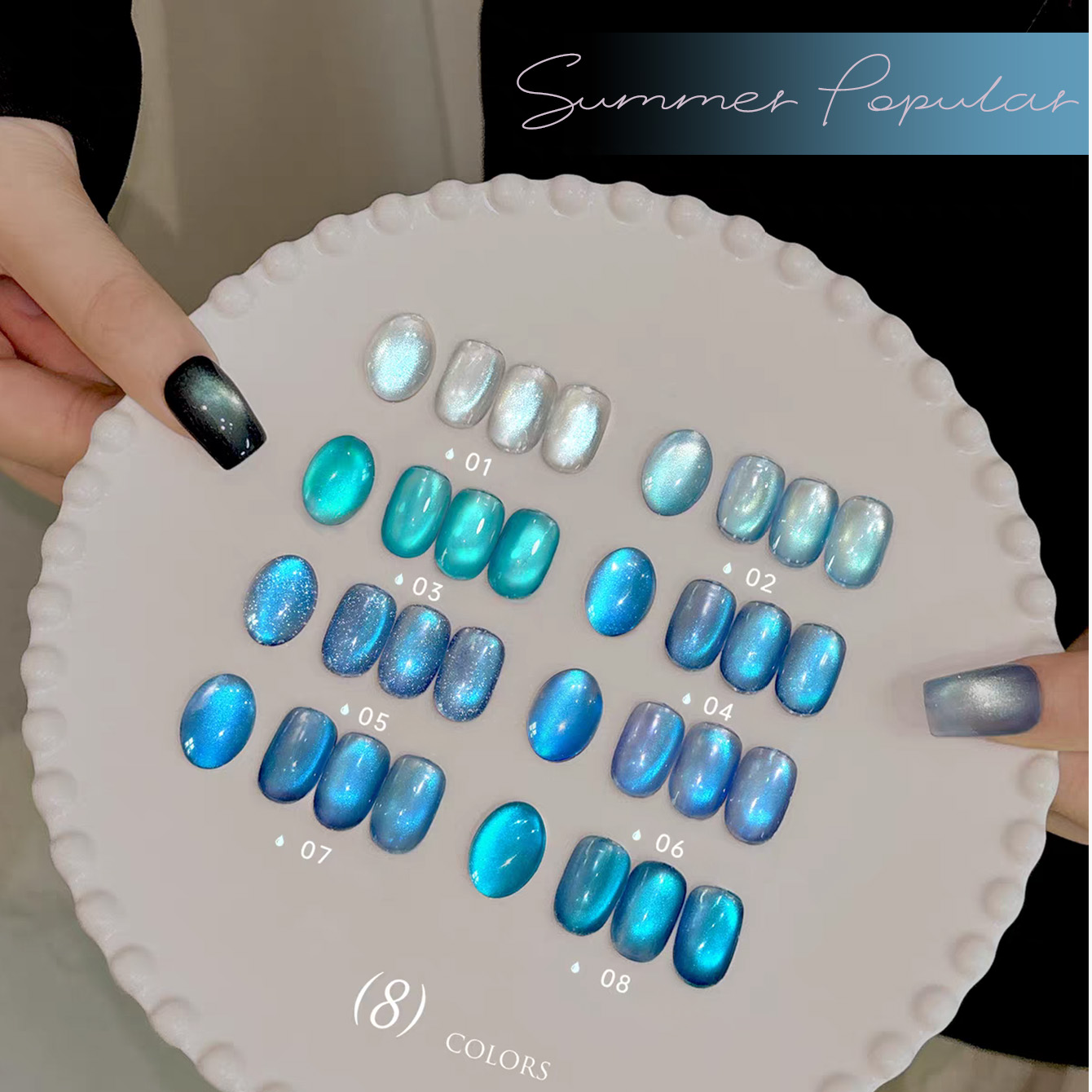 SHAKA 1-8pcs Summer Popular Ic - đánh giá và giá Nail Art Ice Blue