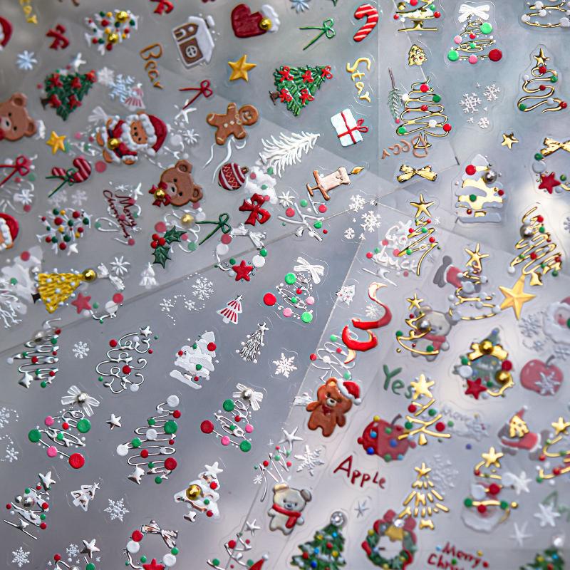 3D Christmas Nail Art Stickers - đánh giá và giá Nail Art Xmas Tree