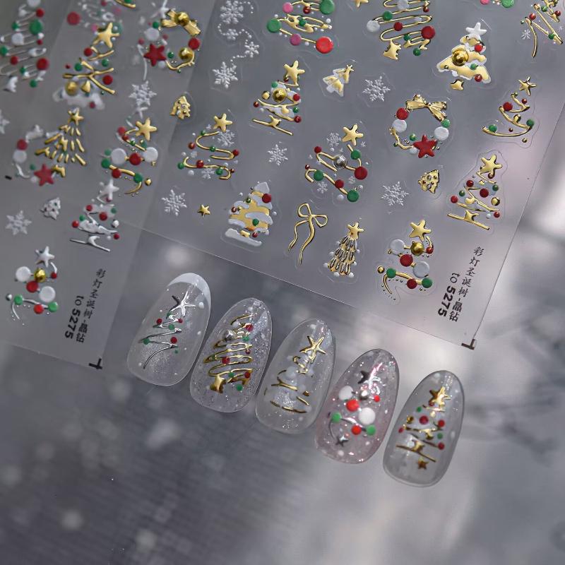 3D Christmas Nail Art Stickers - đánh giá và giá Nail Art Xmas Tree