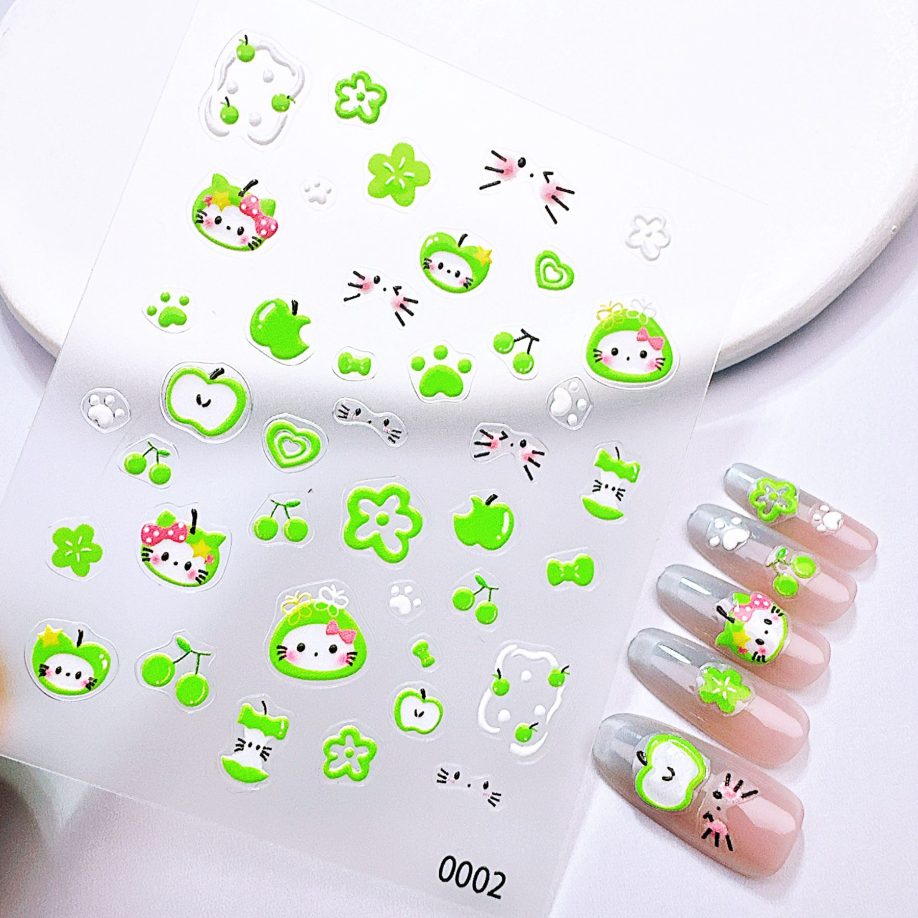 1Pcs Green & Red Apple Kitty N - đánh giá và giá Nail Art Red Cherry