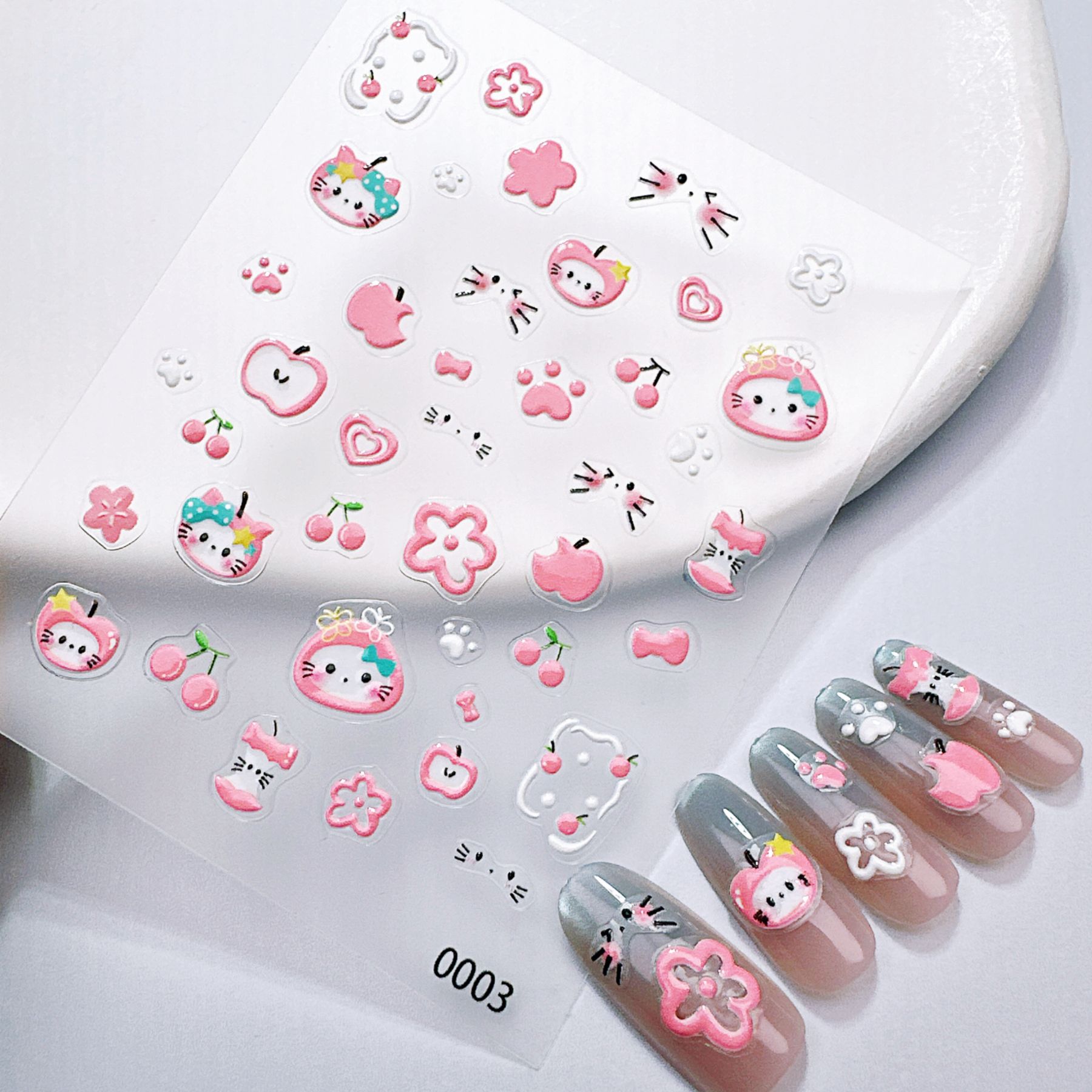 1Pcs Green & Red Apple Kitty N - đánh giá và giá Nail Art Red Cherry