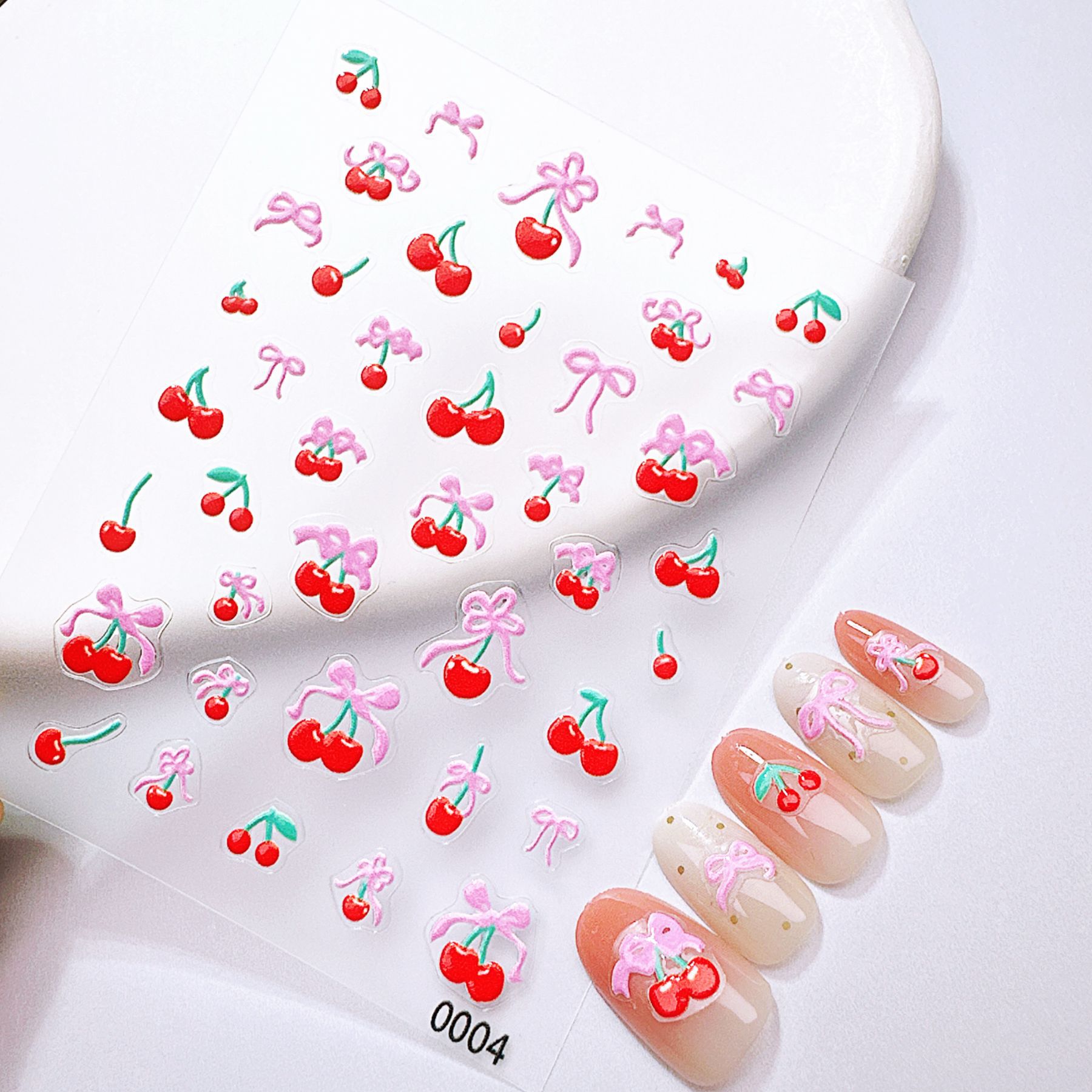 1Pcs Green & Red Apple Kitty N - đánh giá và giá Nail Art Red Cherry