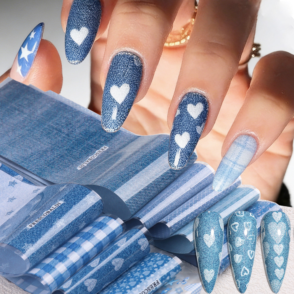 Ins patchwork Style Denim Nail - đánh giá và giá Nail Art Denim