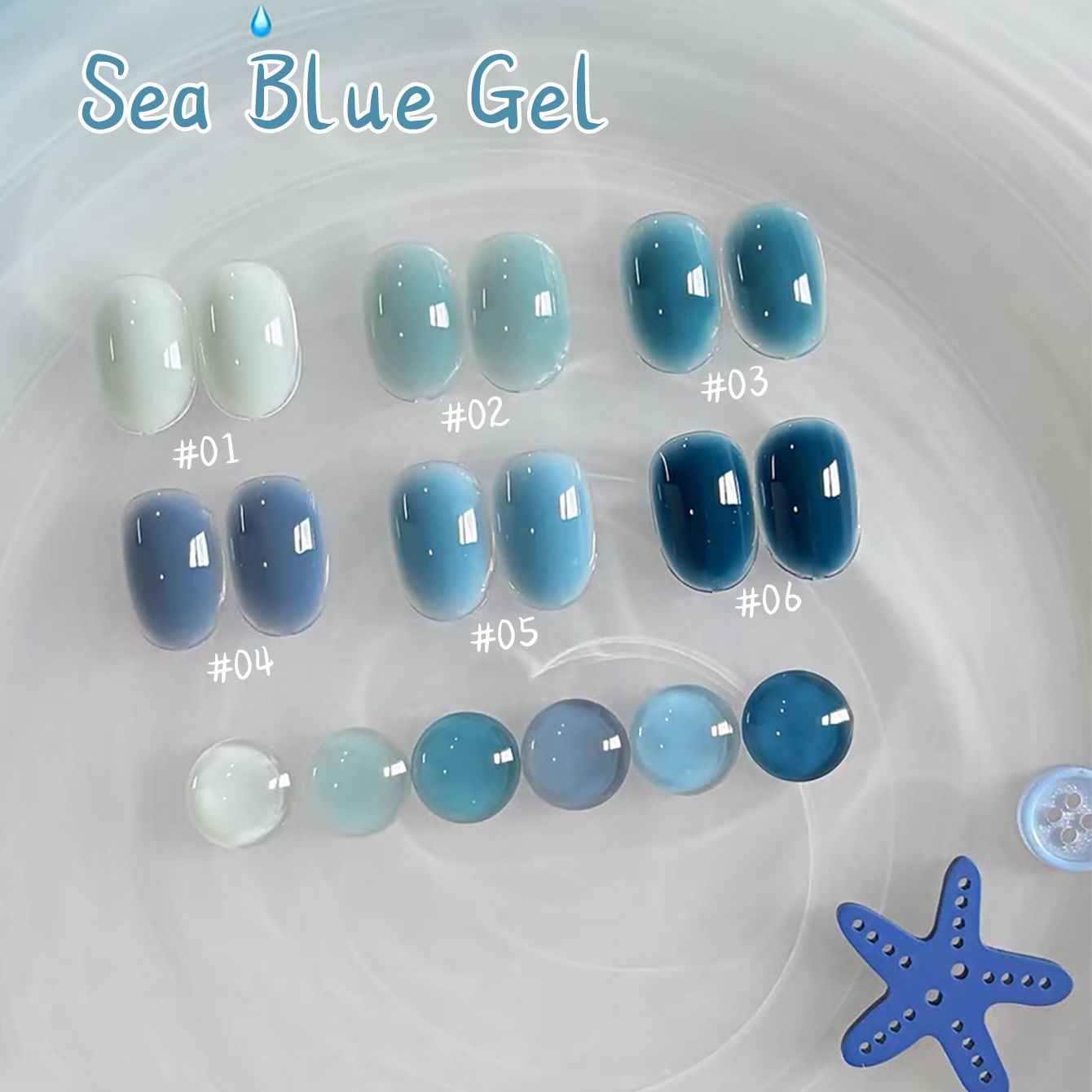 1-10pcs WS Ice Transparent Blu - đánh giá và giá Nail Art Ice Blue