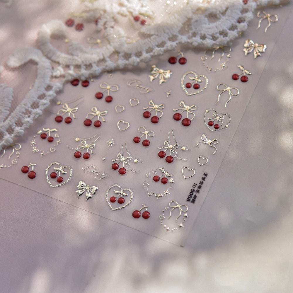 Lovely 5D Nail Art Stickers Bo - đánh giá và giá Nail Art Red Cherry
